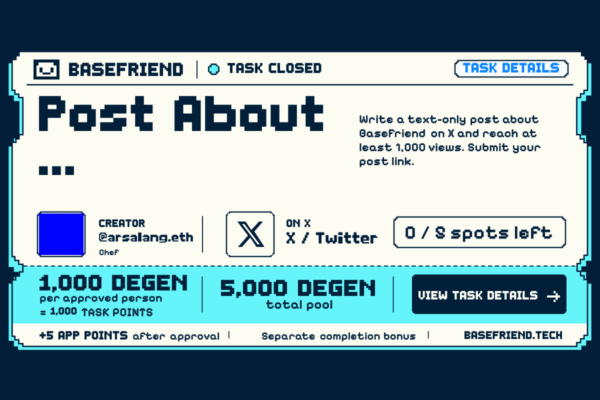Task invitation: Post About BaseFriend on X